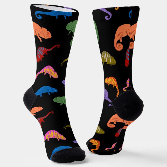 Chameleons Colourful Reptile Lizards  Socks (Angled)