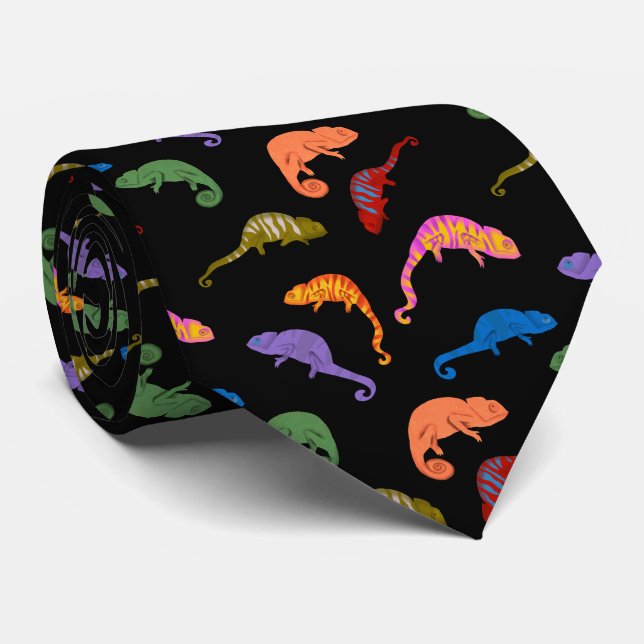 Chameleons Colourful Reptile Lizards  Tie (Rolled)