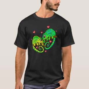 Chameleons Couples Love Hearts Retro Style Valenti T-Shirt