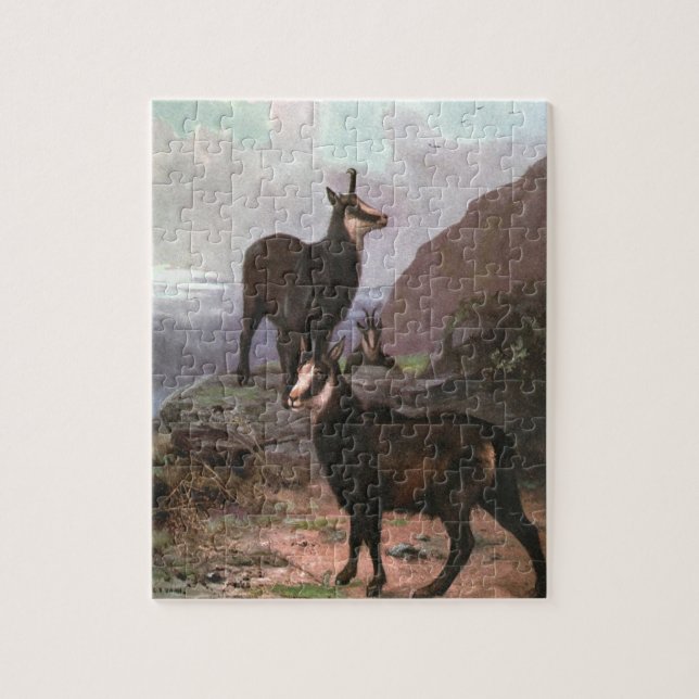 Chamois by CE Swan, Goats in the Mountains Jigsaw Puzzle (Vertical)