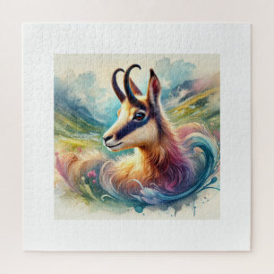 Chamois in the Alpine Light 061024AREF130 - Waterc Jigsaw Puzzle
