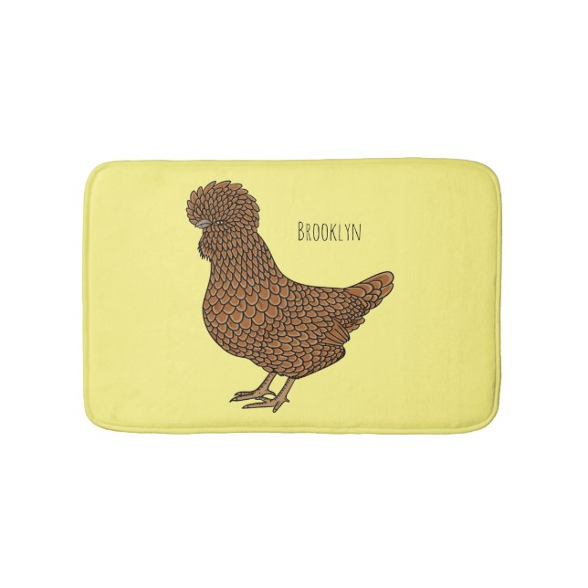 Chamois polish chicken cartoon illustration  bath mat (Front)