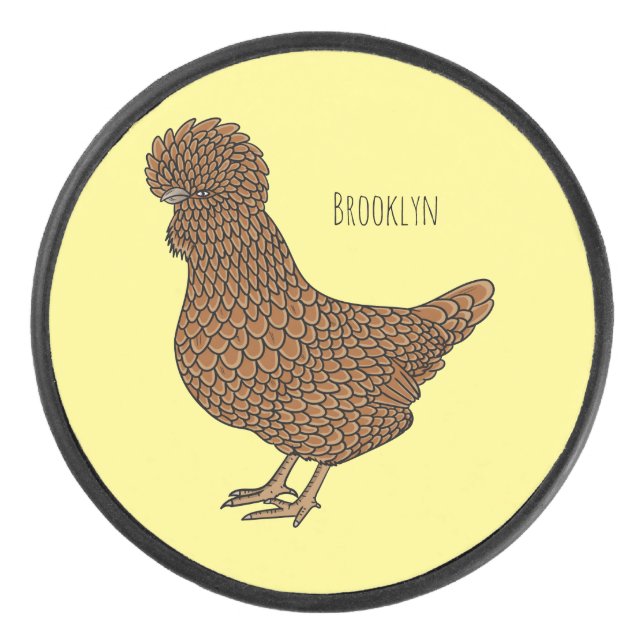 Chamois polish chicken cartoon illustration  hockey puck (Front)