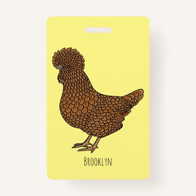 Chamois polish chicken cartoon illustration  ID badge (Front)