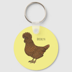 Chamois polish chicken cartoon illustration  key ring
