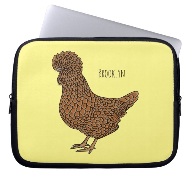 Chamois polish chicken cartoon illustration laptop sleeve (Front)
