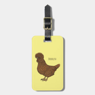 Chamois polish chicken cartoon illustration  luggage tag
