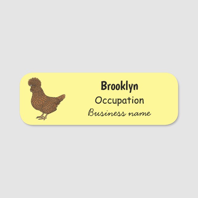 Chamois polish chicken cartoon illustration  name tag (Front)