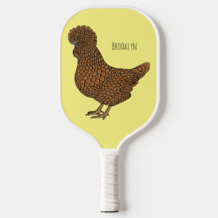 Chamois polish chicken cartoon illustration  pickleball paddle
