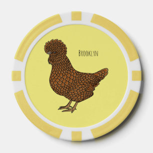 Chamois polish chicken cartoon illustration  poker chips