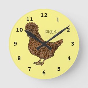 Chamois polish chicken cartoon illustration round clock