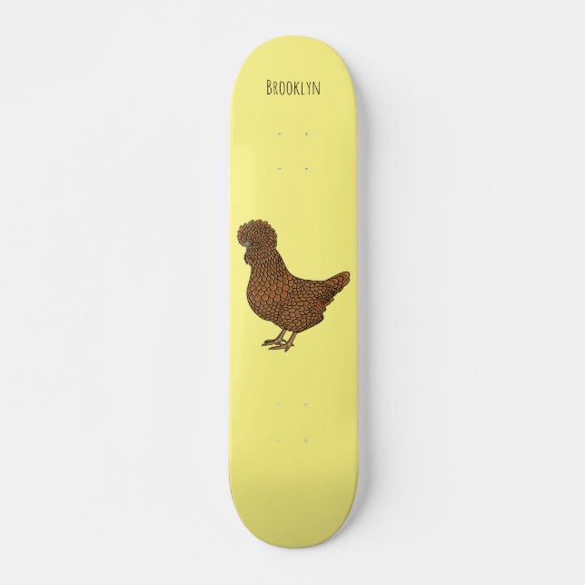 Chamois polish chicken cartoon illustration  skateboard (Front)