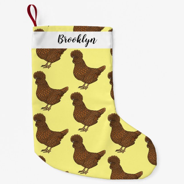 Chamois polish chicken cartoon illustration  small christmas stocking (Front)