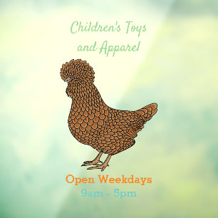 Chamois polish chicken cartoon illustration  window cling