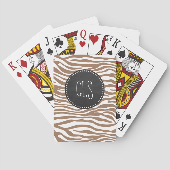 Chamoisee Zebra Animal Print; Chalkboard Playing Cards (Back)