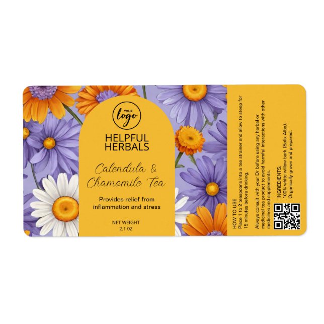 Chamomile And Calendula Tea Labels (Front)