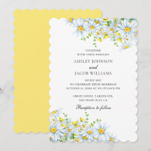 Chamomile. Country flowers. Summer floral wedding Invitation