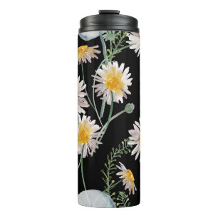 Chamomile, dandelion watercolor pattern thermal tumbler