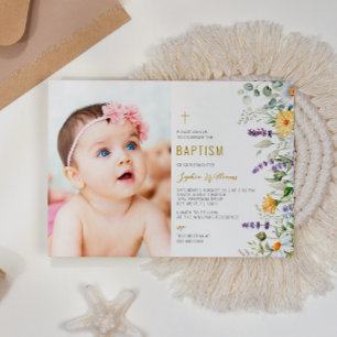 Chamomile & Eucalyptus Photo Baptism Invitation