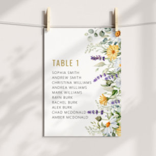 Chamomile & Eucalyptus Wedding Table Numbers