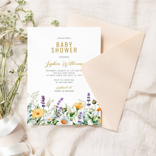 Chamomile & Eucalyptus Wildflowers Baby Shower Invitation (Creator Uploaded)
