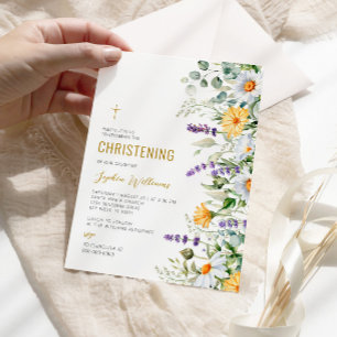 Chamomile & Eucalyptus Wildflowers Christening Invitation