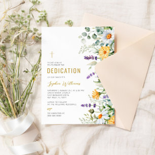 Chamomile & Eucalyptus Wildflowers Dedication Invitation