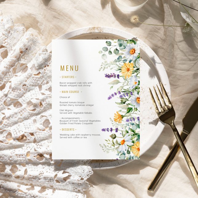 Chamomile & Eucalyptus Wildflowers Wedding Menu (Creator Uploaded)