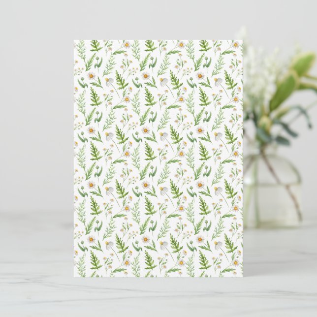 Chamomile Flower Botanical Rustic Pattern Holiday Card (Standing Front)
