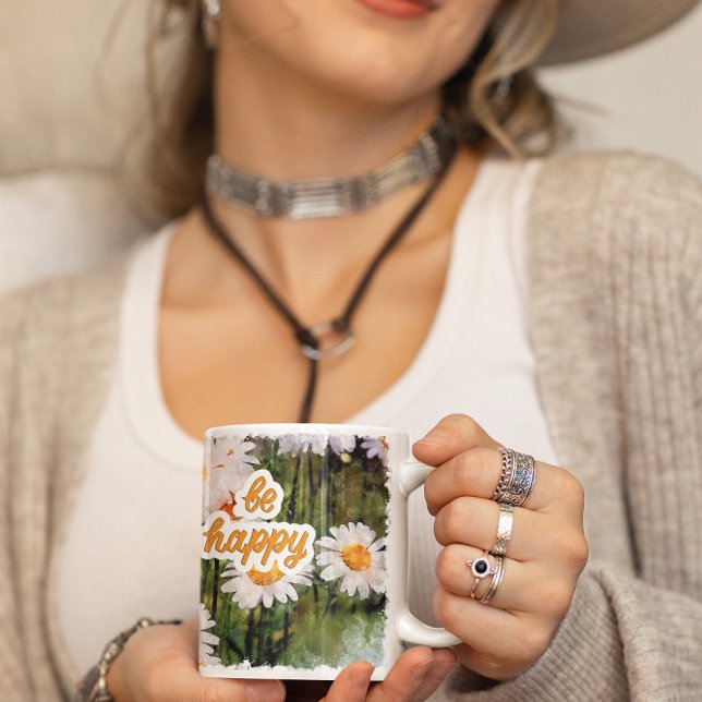 Chamomile Flower Mug (Watercolor Daisy Flower Coffee Mug)