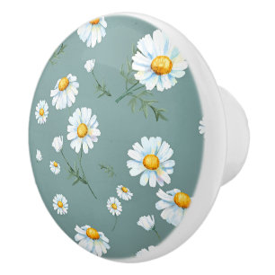 Chamomile Flower Pattern Ceramic Knob