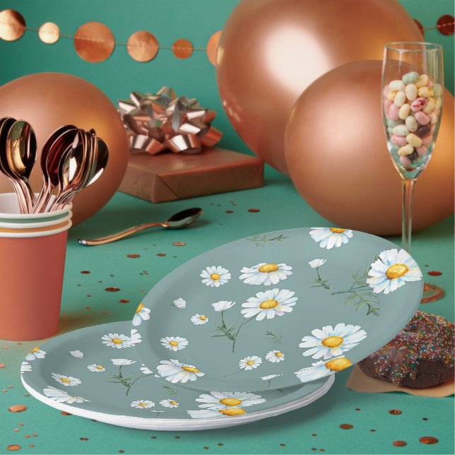 Chamomile Flower Pattern Paper Plate (Multi)