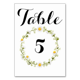 Chamomile Flower Wreath Table Number