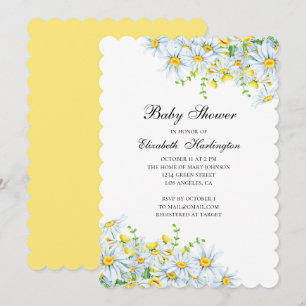 Chamomile flowers. Country floral baby shower Invitation