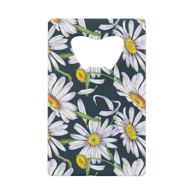 Chamomile Flowers: Dark Blue Watercolor. (Front)