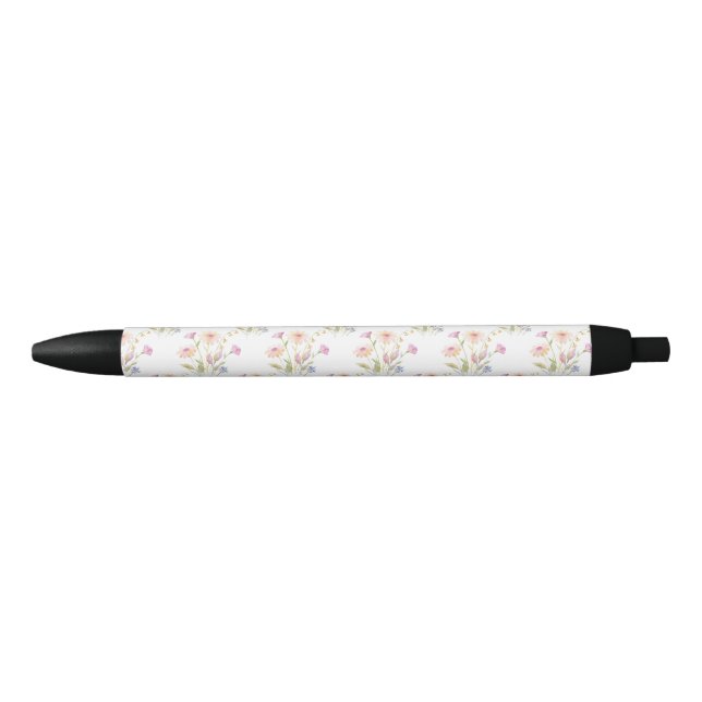 Chamomile Flowers Seamless Pattern Black Ink Pen (Front)