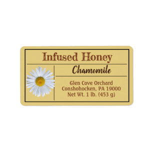 Chamomile Infused Amber Gold Honey Jar Label