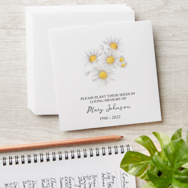 Chamomile Memorial Funeral Seed Envelope (Stacked)