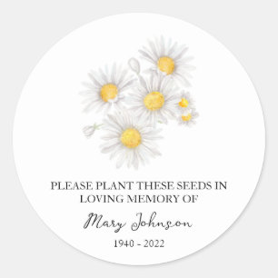 Chamomile Memorial Funeral Seed Packet Classic Round Sticker