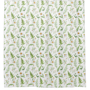 Chamomile Rustic Pattern Shower Curtain