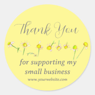Chamomile Thank You Business Support Yellow Classic Round Sticker