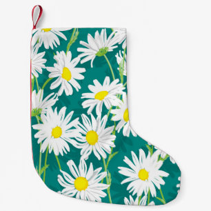 Chamomile Turquoise: Floral Seamless Illustration. Small Christmas Stocking