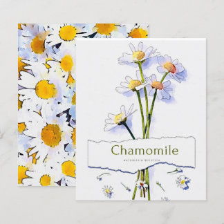 Chamomile vintage watercolor painting card