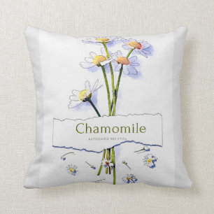 Chamomile vintage watercolor painting cushion