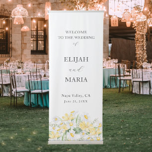 Chamomille Flowers Wedding Reception Welcome Retractable Banner