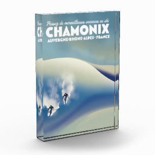 Chamonix - Auvergne-Rhône-Alpes France ski poster Photo Block