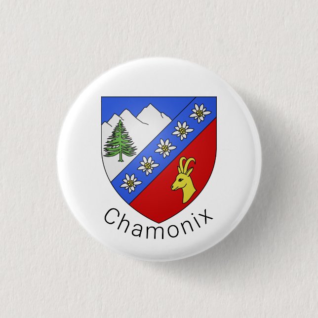 Chamonix coat of arms 3 cm round badge (Front)