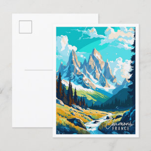 Chamonix Croatia vintage travel illustration Postcard