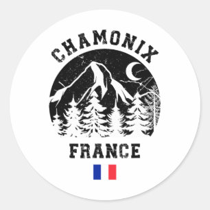 Chamonix France Alps Ski Resort Alpine Skiing Fren Classic Round Sticker