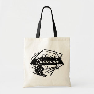 Chamonix France black ski logo art reusable bag